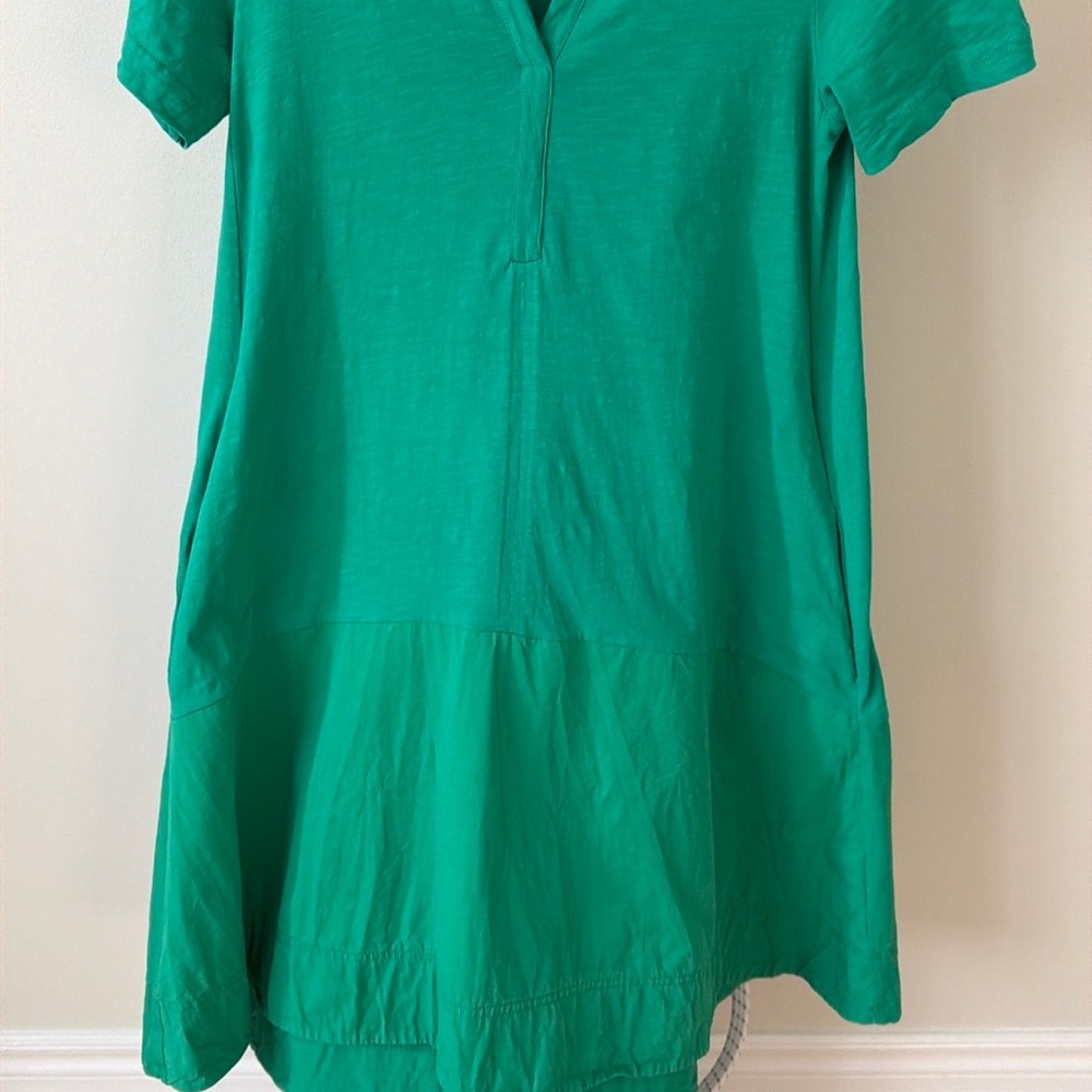 ME + EM vibrant green a line tiered v neck midi collared dress, size US 4 - Picture 9 of 10